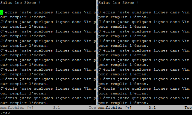 Découpage vertical dans Vim