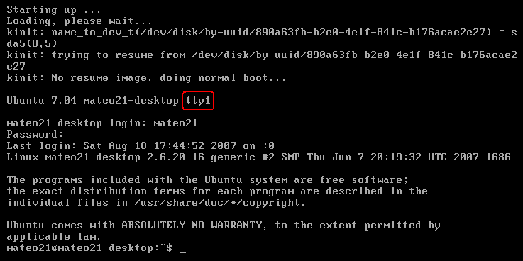 Console « tty1 »